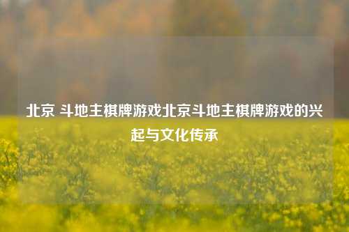 北京 斗地主棋牌游戏北京斗地主棋牌游戏的兴起与文化传承
