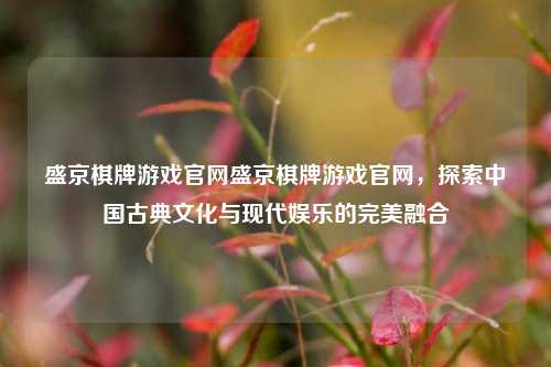 盛京棋牌游戏官网盛京棋牌游戏官网，探索中国古典文化与现代娱乐的完美融合