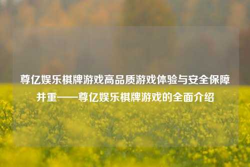 尊亿娱乐棋牌游戏高品质游戏体验与安全保障并重——尊亿娱乐棋牌游戏的全面介绍