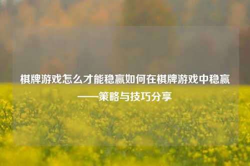 棋牌游戏怎么才能稳赢如何在棋牌游戏中稳赢——策略与技巧分享