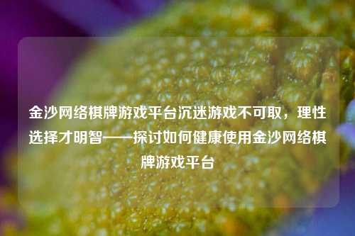 金沙网络棋牌游戏平台沉迷游戏不可取，理性选择才明智——探讨如何健康使用金沙网络棋牌游戏平台