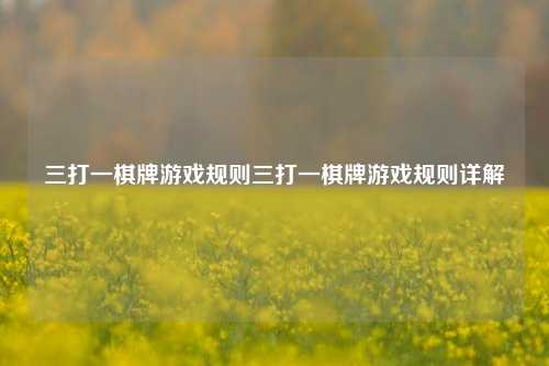 三打一棋牌游戏规则三打一棋牌游戏规则详解
