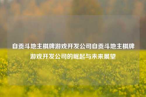 自贡斗地主棋牌游戏开发公司自贡斗地主棋牌游戏开发公司的崛起与未来展望