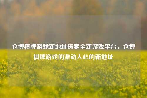 仓博棋牌游戏新地址探索全新游戏平台，仓博棋牌游戏的激动人心的新地址