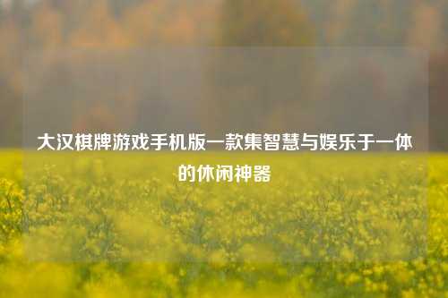 大汉棋牌游戏手机版一款集智慧与娱乐于一体的休闲神器