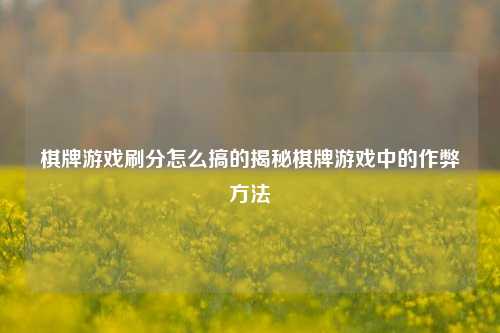 棋牌游戏刷分怎么搞的揭秘棋牌游戏中的作弊方法