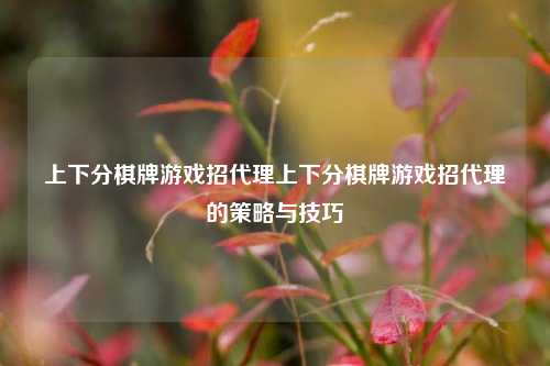 上下分棋牌游戏招代理上下分棋牌游戏招代理的策略与技巧