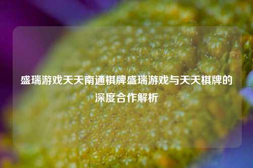 盛瑞游戏天天南通棋牌盛瑞游戏与天天棋牌的深度合作解析