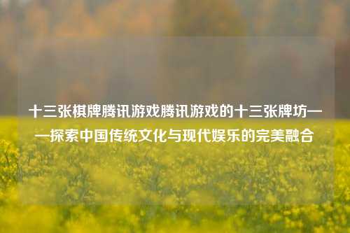 十三张棋牌腾讯游戏腾讯游戏的十三张牌坊——探索中国传统文化与现代娱乐的完美融合