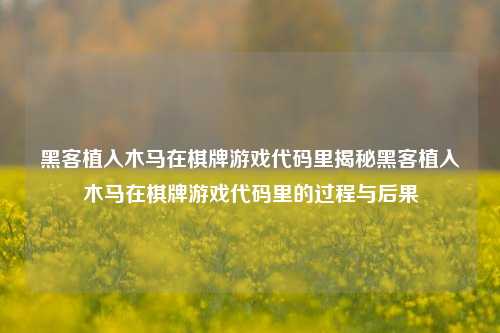 黑客植入木马在棋牌游戏代码里揭秘黑客植入木马在棋牌游戏代码里的过程与后果