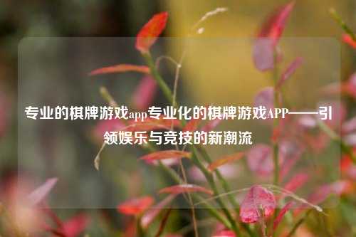 专业的棋牌游戏app专业化的棋牌游戏APP——引领娱乐与竞技的新潮流