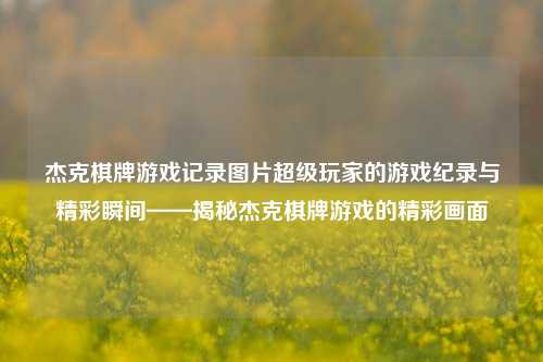 杰克棋牌游戏记录图片超级玩家的游戏纪录与精彩瞬间——揭秘杰克棋牌游戏的精彩画面