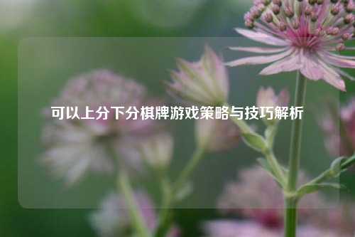 可以上分下分棋牌游戏策略与技巧解析