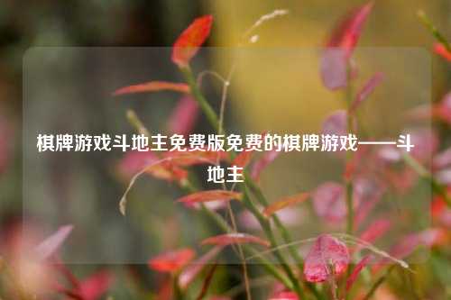 棋牌游戏斗地主免费版免费的棋牌游戏——斗地主