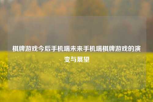 棋牌游戏今后手机端未来手机端棋牌游戏的演变与展望