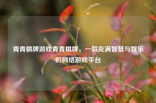 青青棋牌游戏青青棋牌，一款充满智慧与娱乐的网络游戏平台