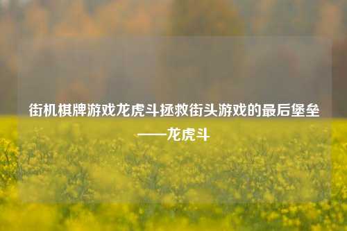 街机棋牌游戏龙虎斗拯救街头游戏的最后堡垒——龙虎斗