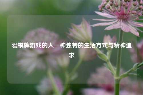 爱棋牌游戏的人一种独特的生活方式与精神追求