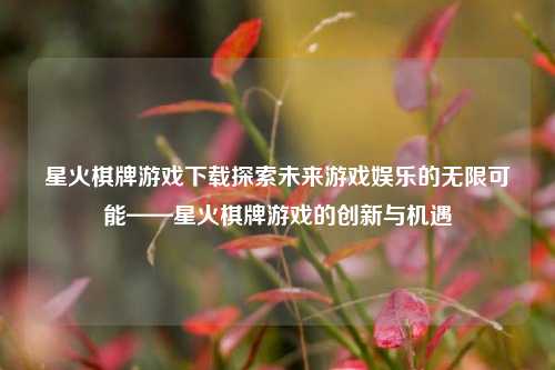 星火棋牌游戏下载探索未来游戏娱乐的无限可能——星火棋牌游戏的创新与机遇