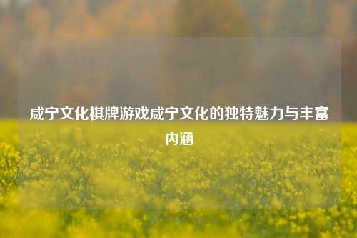 咸宁文化棋牌游戏咸宁文化的独特魅力与丰富内涵