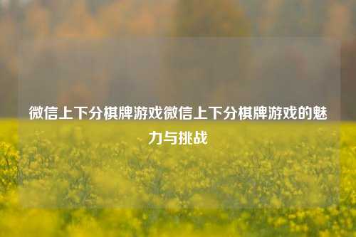 微信上下分棋牌游戏微信上下分棋牌游戏的魅力与挑战