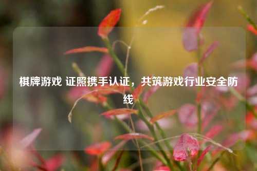 棋牌游戏 证照携手认证，共筑游戏行业安全防线
