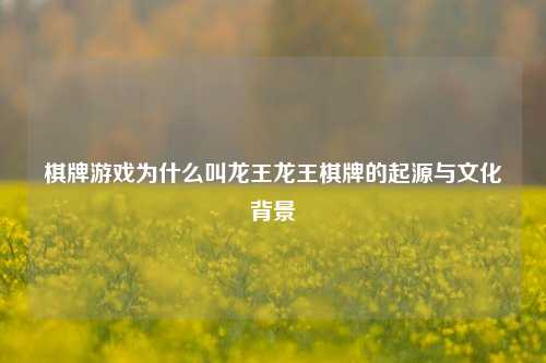 棋牌游戏为什么叫龙王龙王棋牌的起源与文化背景