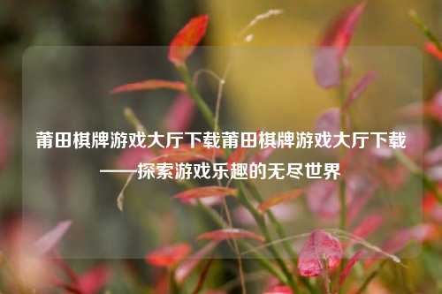 莆田棋牌游戏大厅下载莆田棋牌游戏大厅下载——探索游戏乐趣的无尽世界