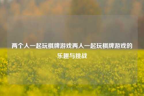 两个人一起玩棋牌游戏两人一起玩棋牌游戏的乐趣与挑战