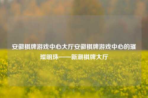 安徽棋牌游戏中心大厅安徽棋牌游戏中心的璀璨明珠——新潮棋牌大厅