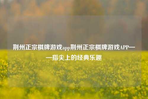 荆州正宗棋牌游戏app荆州正宗棋牌游戏APP——指尖上的经典乐趣