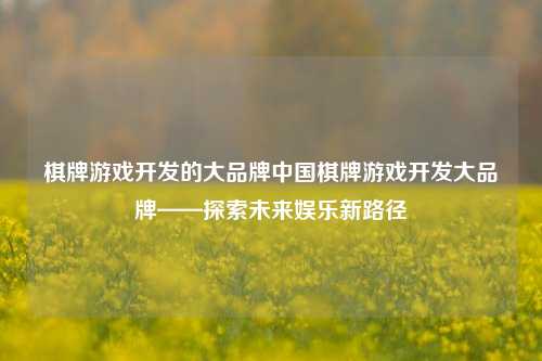 棋牌游戏开发的大品牌中国棋牌游戏开发大品牌——探索未来娱乐新路径