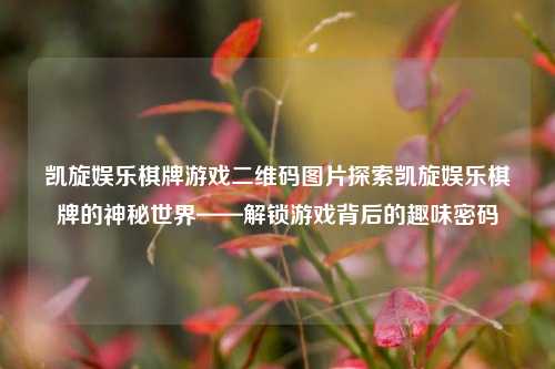 凯旋娱乐棋牌游戏二维码图片探索凯旋娱乐棋牌的神秘世界——解锁游戏背后的趣味密码