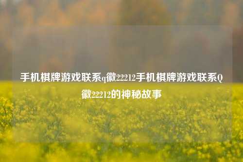 手机棋牌游戏联系q徽22212手机棋牌游戏联系Q徽22212的神秘故事